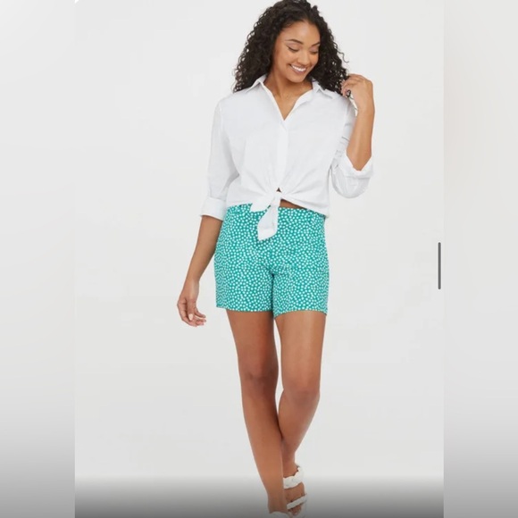 SPANX Pants - SPANX Sunshine Short 6” Polka Dot Kelly Green Beach Swim Trunks Shorts Large